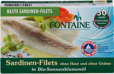 Fontaine, sardines without skin and bones in organic sunflower oil, 120g - firstorganicbaby