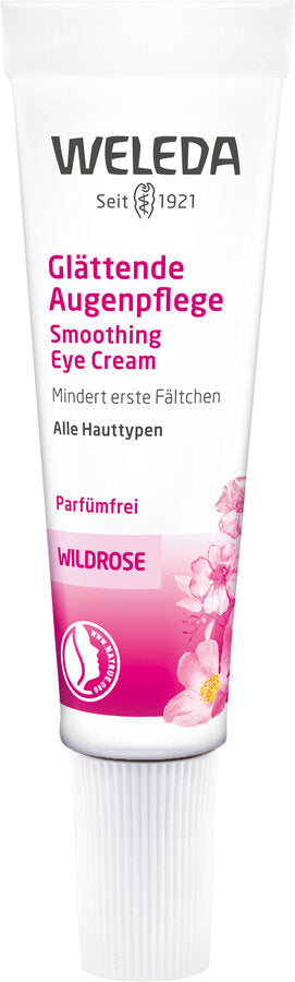 The silky soft, unpaved cream with pink mosqueta and sedum purple strengthens and protects the sensitive eye area. Euphrasia soothes the delicate skin around the eye. Wildrose smoothing eye care protects against the first sign of skin aging and invigorated. Swelling are reduced, the first wrinkles are reduced. The tolerance of smoothing eye care for contact lens carriers is opaque and dermatologically confirmed. Application: a pearl -sized men in the morning and evening