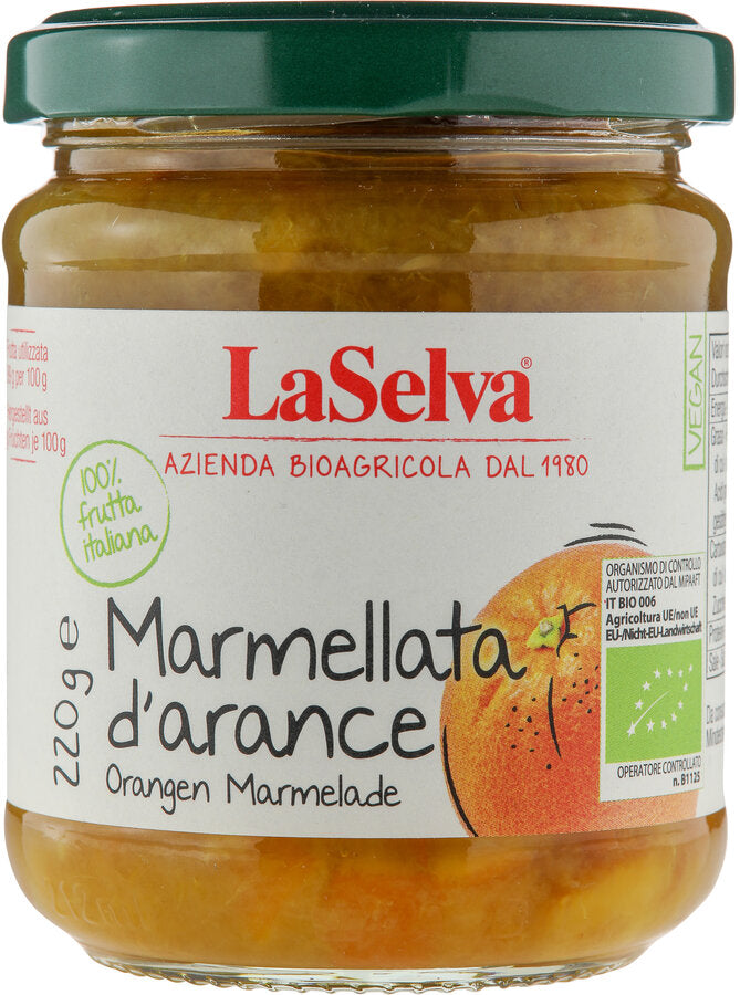 Orange jam with an intense and fruity taste that is made exclusively from fresh oranges and cane sugar.