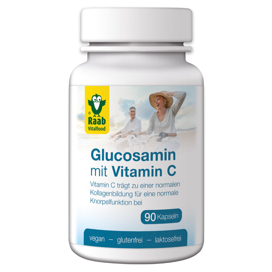 Glucosamine is a naturally occurring amino sugar in the human body. The vitamin C contained contributes to normal collagen formation for normal cartilage function and a normal function of the bones. Raab veganes glucosamine is made from vegetable sources using a fermentation process.