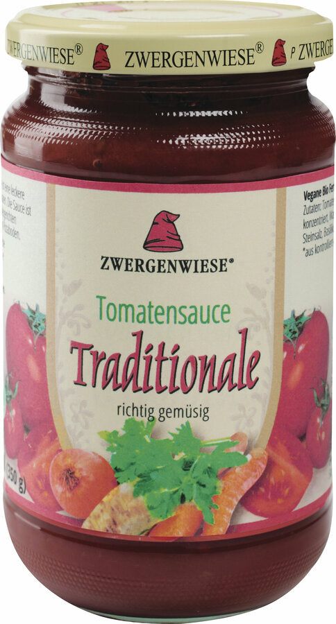 In the organic tomato sauce traditional, sun -ripened tomatoes, fresh onions, celery, carrots, a mild spice and aromatic basil - freshly tomato and really vegetable, that's the highlight here! Our other varieties in the 330/340ml glass, from classically mild flavored to fiery sharp and two tomato sauces for children, will inspire you.