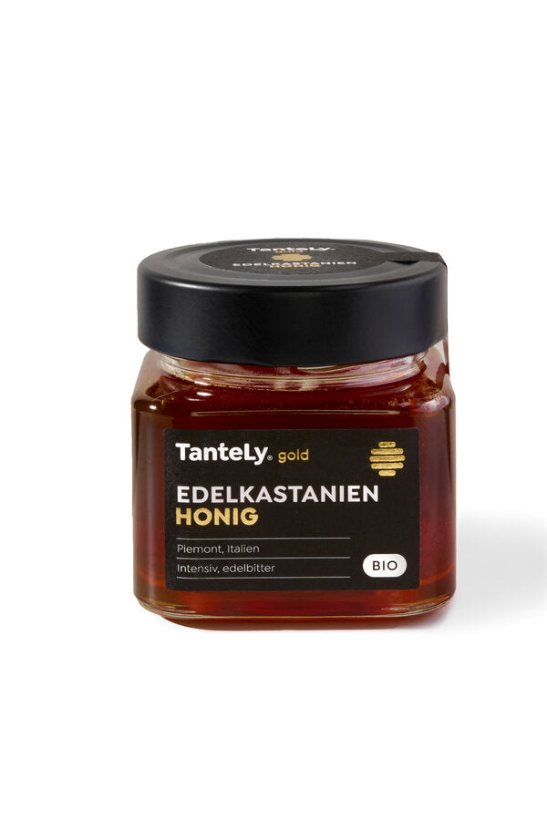The dark mountains to brown noble chestnut honey is Erntesegen in northwestern Italy, in the mountains of the Piedmont region. A noble -bitter honey with a resinous note that offers an extraordinary, intensive taste experience is created from the nectar of the noble chestnut, also called chestnut.