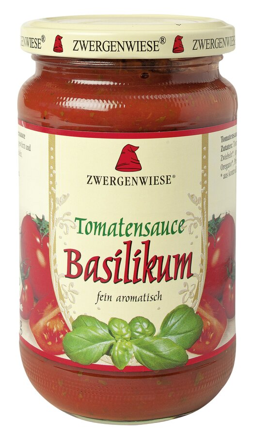 In the finely aromatic organic tomato sauce basil, the mark of sun -ripened tomatoes, coordinated with a mild flavor and with basil finely tasted - incomparably good, Buon Appetito! Our other varieties in the 330/340ml glass, from classically mild flavored to fiery sharp and two tomato sauces for children, will inspire you.