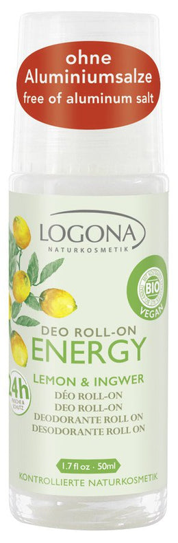 Logona Energy Deo Roll-On Lemon & Ginger, 50ml - firstorganicbaby