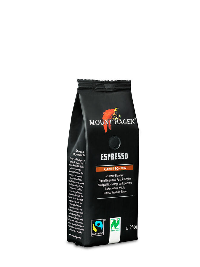 Mount Hagen Bio FT Espresso, whole bean, 250g softpack, 250g
