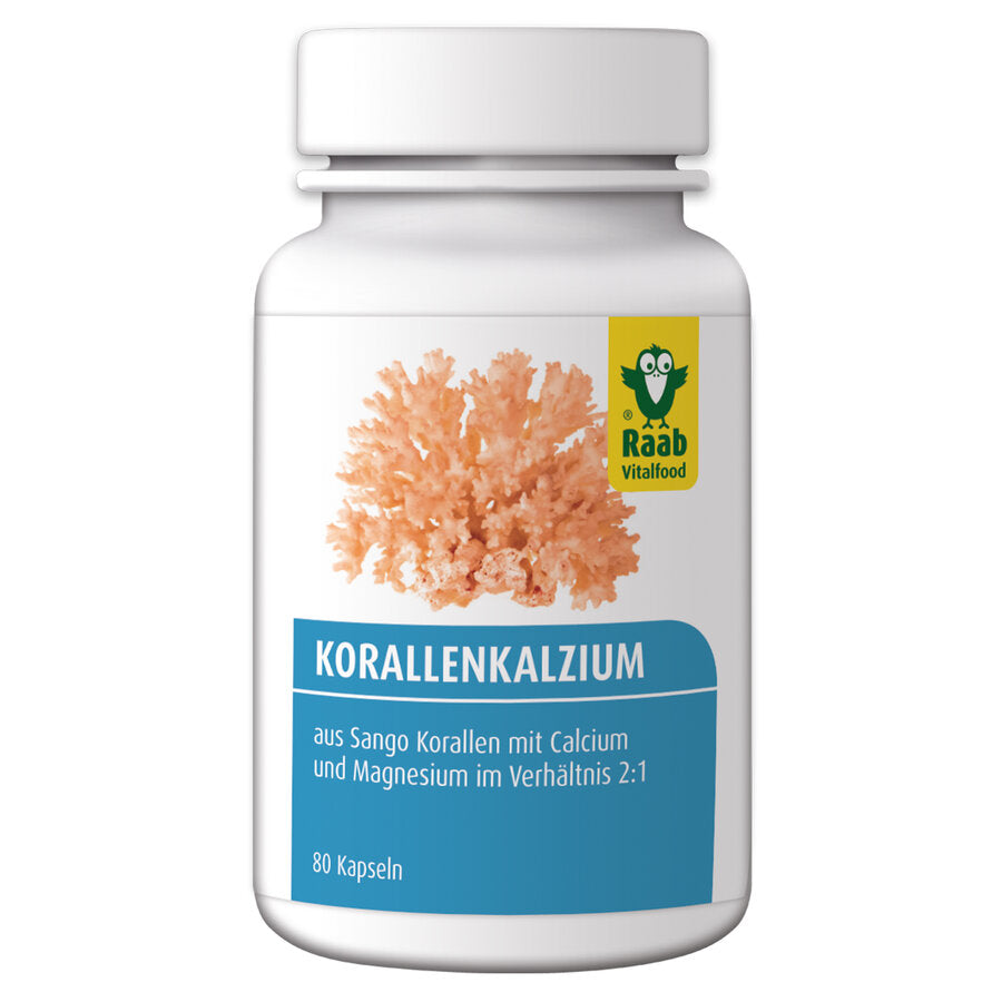 Raab Coral Calcium capsules from Sango corals contain calcium and magnesium in a ratio of 2: 1. Magnesium contributes to the electrolyte balance and reducing fatigue and fatigue. Calcium contributes to the preservation of normal bones and a normal energy metabolism.