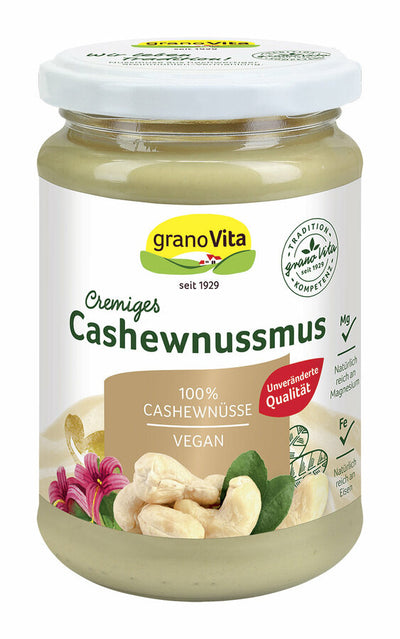 Cashwnussmus - 100 % exquisite cashew nuts vegan without added sugar * gluten -free yeast -free yeast -free lactose -free rich in unsaturated fatty acids rich in iron, phosphorus and magnesium, particularly creamy consistency, also for refining desserts as well as for baking and cooking ideally suitable * contains inherently sugar -reservable side!