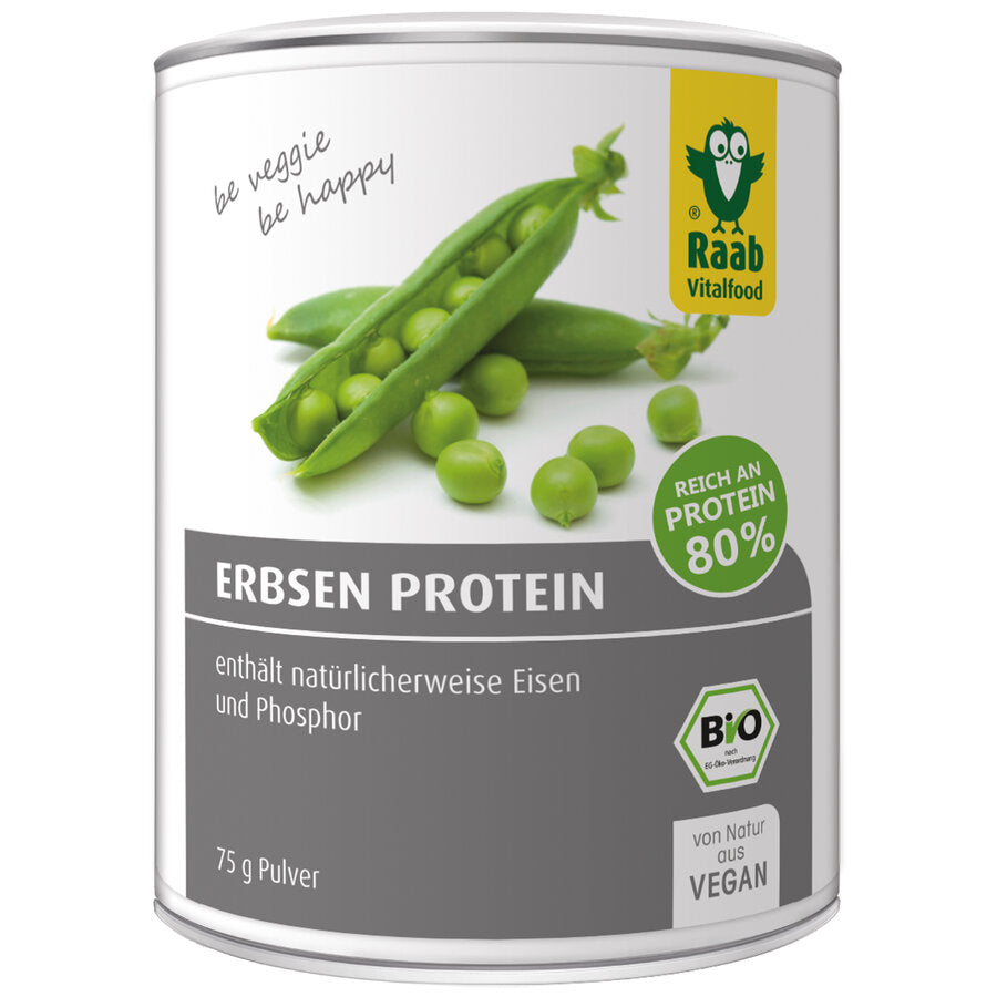 Raab Bio pea protein is an excellent vegan protein source with 80 % protein content. It is rich in iron and naturally contains phosphorus. Proteins are an essential part of human nutrition and, for example, contribute to the preservation and increase of muscle mass and to maintain normal bones. Iron contributes to reducing fatigue and fatigue and a normal energy metabolism and oxygen transport in the body.