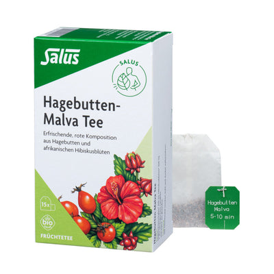 Refreshing, red composition of rose hips and African hibiscus flowers