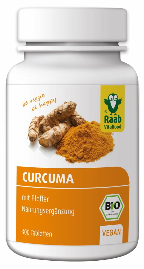 The yellow root, also called curcuma, is a tropical mountain plant and belongs to the family of ginger family. Her home is India and Southeast Asia. Curcuma naturally contains the secondary plant substance curcumin, which gives the plant the yellow -orange color. Raab Bio curcuma tablets contain curcumin from curcuma and piperine from pepper.