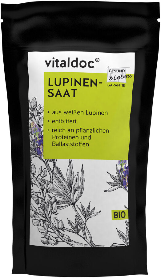 Organic Lupine seed + from white lupins + Duckling + rich in vegetable proteins and fiber + from controlled organic cultivation + lactose-free