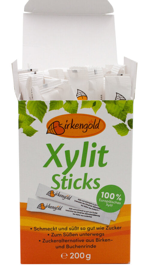 Our Birkengold® Xylit sticks are filled with 4 grams of pure European Xylitol of the highest quality. This corresponds approximately to a teaspoon of Birkengold® Xylit. They are ideal for taking away, so that you do not have to do without your Birkengold® xylitol at the "Coffee to Go". In addition, the 4 grams are exactly the right amount for regular dental care. Birkengold® Xylitol is just as cute and tastes like sugar, but has a variety of positive properties.
