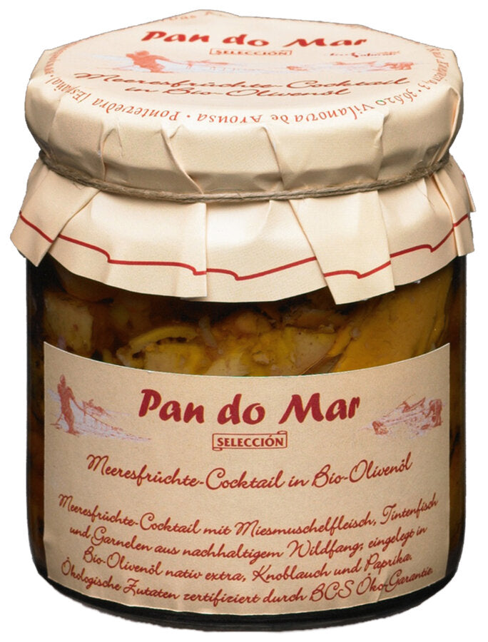 Pan Do Mar Seafood cocktail in organic olive oil, 220g - firstorganicbaby