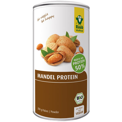 Raab organic almond protein with 50 % protein is a natural, vegan protein source. Proteins contribute to an increase and the preservation of muscle mass. The almond protein is characterized by its fine, typical aroma and has a high fiber content.