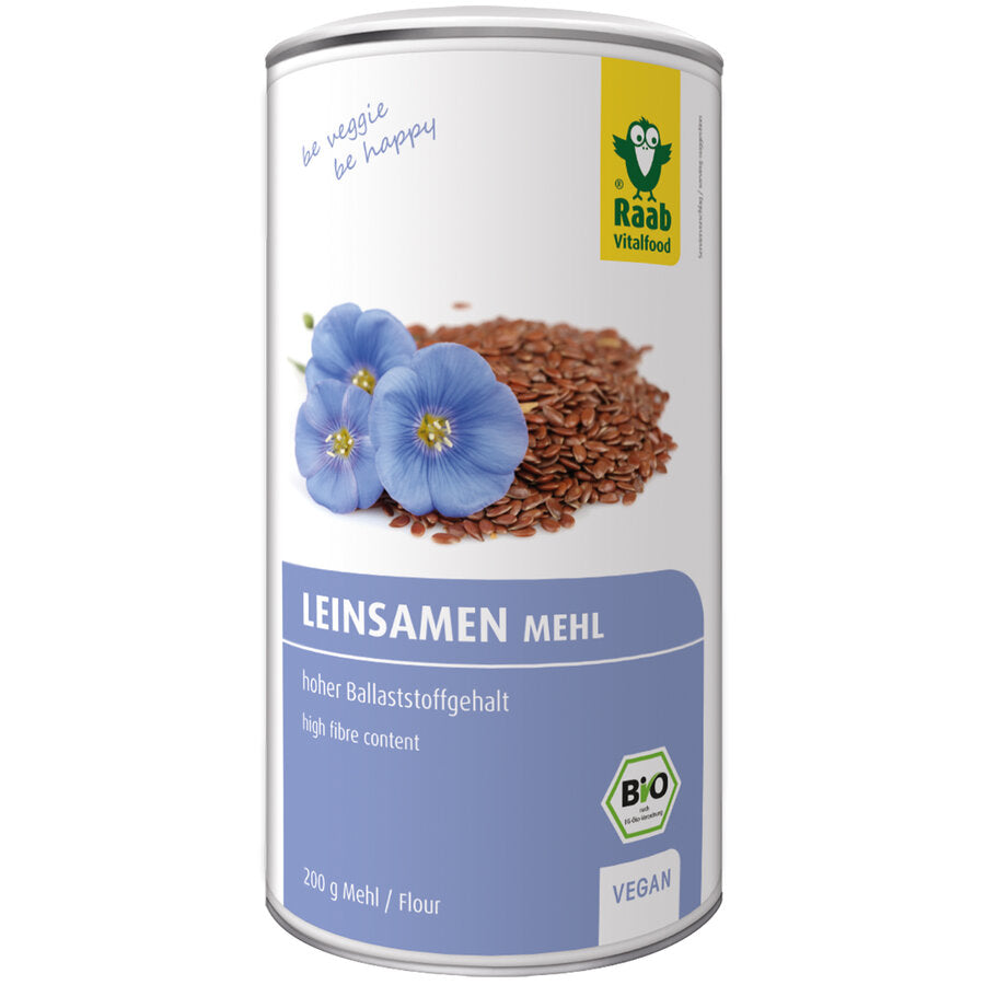 Raab linseed flour is rich in fiber (39 %) and vegetable protein (35 %) and contains only 5 %carbohydrates.