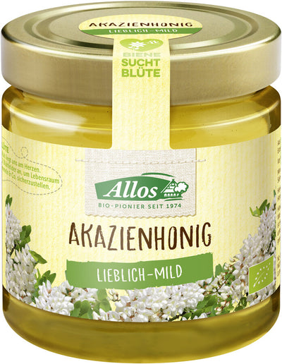 With its mild fragrance and taste, the allos organic acacia honey is reminiscent of a flowering acacia tree and mild early summer days in the countryside. Acacia honey contains a lot of fructose and therefore remains fluid for a very long time - it is easy to dose and therefore very versatile to sweeten drinks and dishes.