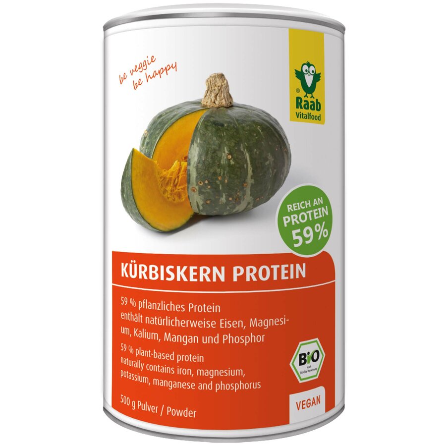 Raab Bio pumpkin seed protein with 55 % protein is obtained through gentle streaming and grinding and impresses with its typical aroma. The protein powder contains all essential amino acids and is rich in fiber.