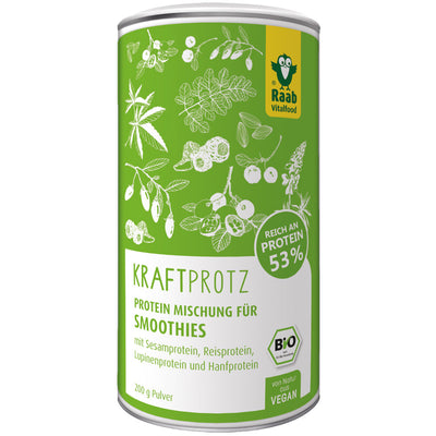 "Powerprot" is a mixture of delicious seed and fruit powder with a high protein content. It contains sesame, rice, lupine and hemp protein and thus a coordinated protein combination for an active everyday life or easy to enjoy. Proteins contribute to an increase and conservation of muscle mass and the preservation of normal bones.