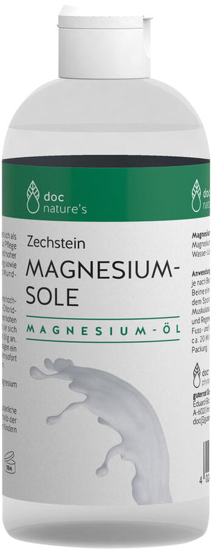 Zechstein Magnesium-Sole Magnesium oil is suitable as a gentle massage oil for care for tension and high muscle stress as well as as a bathing additive and mouthwash. Magnesium-Sole is a highly saturated magnesium chloride solution (31%). Due to her high level of saturation, she feels slightly oily when applying.