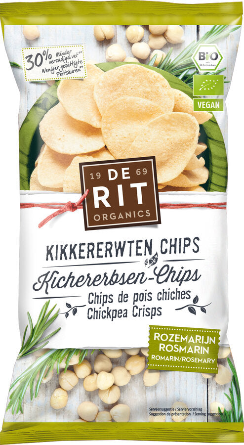 Wonderfully crispy chickpea chips are refined with aromatic rosemary. With 30% less saturated fatty acids than conventional potato chips, they ensure pure nibbling enjoyment.
