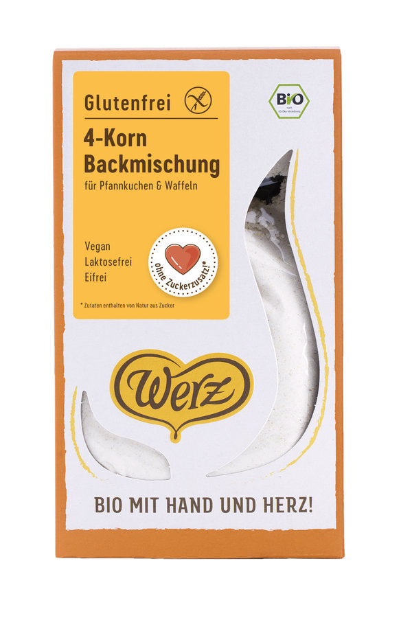 Naturkornmühle Werz 4-Korn Backmischung Pfannkuchen & Waffeln, glutenfrei, 250g - firstorganicbaby
