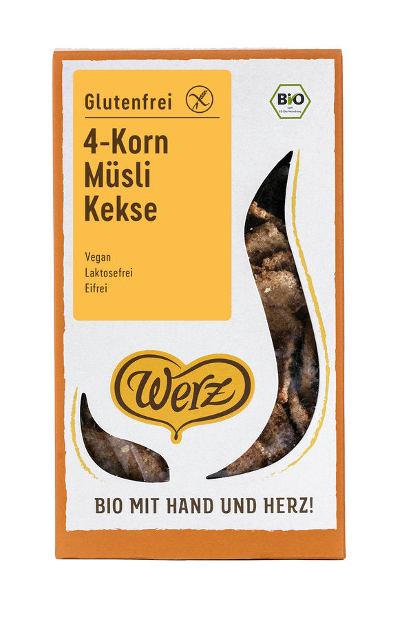 Naturkornmühle Werz 4-Korn Müsli Kekse, Vollkorn, glutenfrei, 150g - firstorganicbaby