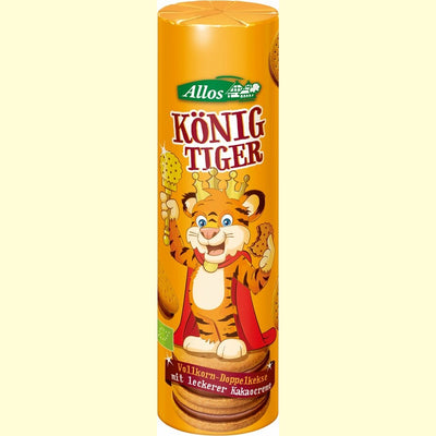 Allos King Tiger are double biscuits filled with delicious cocoa cream. With a cocoa cream filling of 20% and delicious bourbon vanilla, you taste every child.