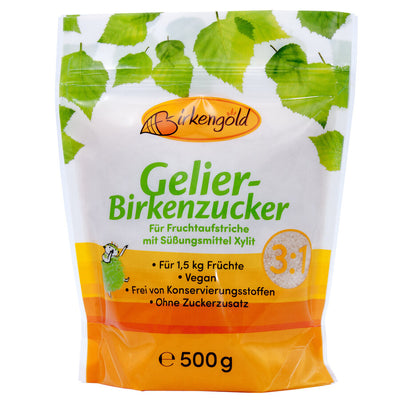 Gelier -birk sugar - for fruit spreads without added sugar. (3 parts of fruits: 1 part of gelling birk sugar) free of consumption substances.