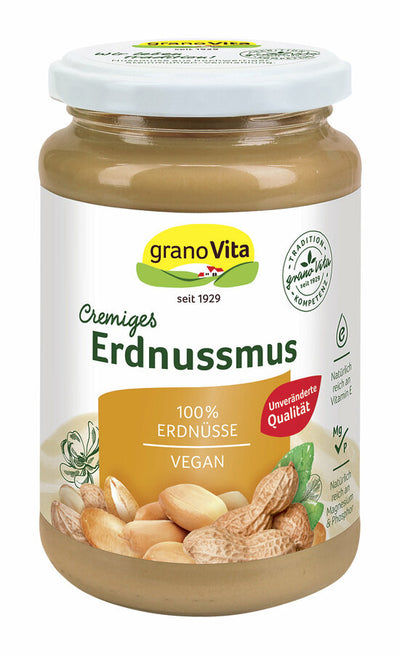 Granovita Erdnussmus Our peanutism is made from freshly roasted peanuts. Wonderfully nutty and pleasantly sweet in taste. Try it! Vegan sweetened exclusively with original sweetness gluten-free yeast free yeast-free lactose-free protein source rich in unsaturated fatty acids with over 90 % roasted peanuts particularly creamy consistency also for refinement from desserts as well as for baking and cooking ideal