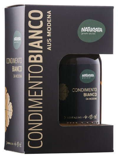 The Condimento Bianco is the bright variant of the Aceto Balsamico di Modena. Wherever the dark color of an acetos could be disturbing, the Condimento Bianco is often used.