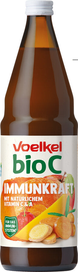 BIOC- Immune force This delicious cocktail made of vitamin C and vitamin A rich fruit and vegetable varieties is rounded off by valuable wheat germ oil. Our small power package naturally supports such a normal functioning immune system.