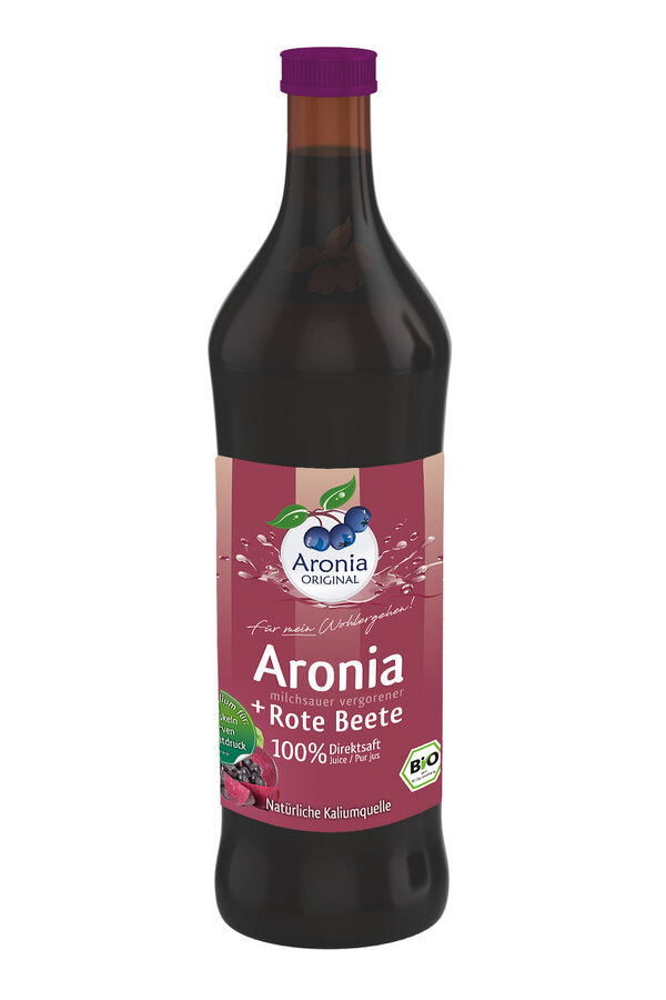 Bio aronia beetroot direct juice in the practical weekly ration (with a drink of 100 ml) in selected organic quality is pressed directly and can therefore also bear the name of direct juice. It contains no additives, such as preserving,- color,- and flavorings (according to law). The organic seal ensures the best processing of high-quality raw materials. The gentle workmanship is another quality of quality.