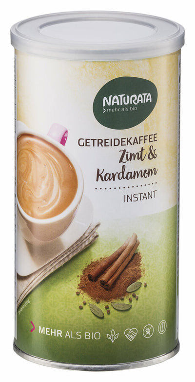 Strong aroma without caffeine: If you want to do without caffeine, the Naturata grain coffee with cinnamon & cardamom is just the thing for you. Since it does not contain caffeine, it can be enjoyed at any time of the day. The high -quality tuned recipe ensures a full -bodied taste. The special kick in grain coffee: the light sweetness of figs rounds off the composition harmoniously. It is finely coordinated with aromatic cinnamon and cardamom.