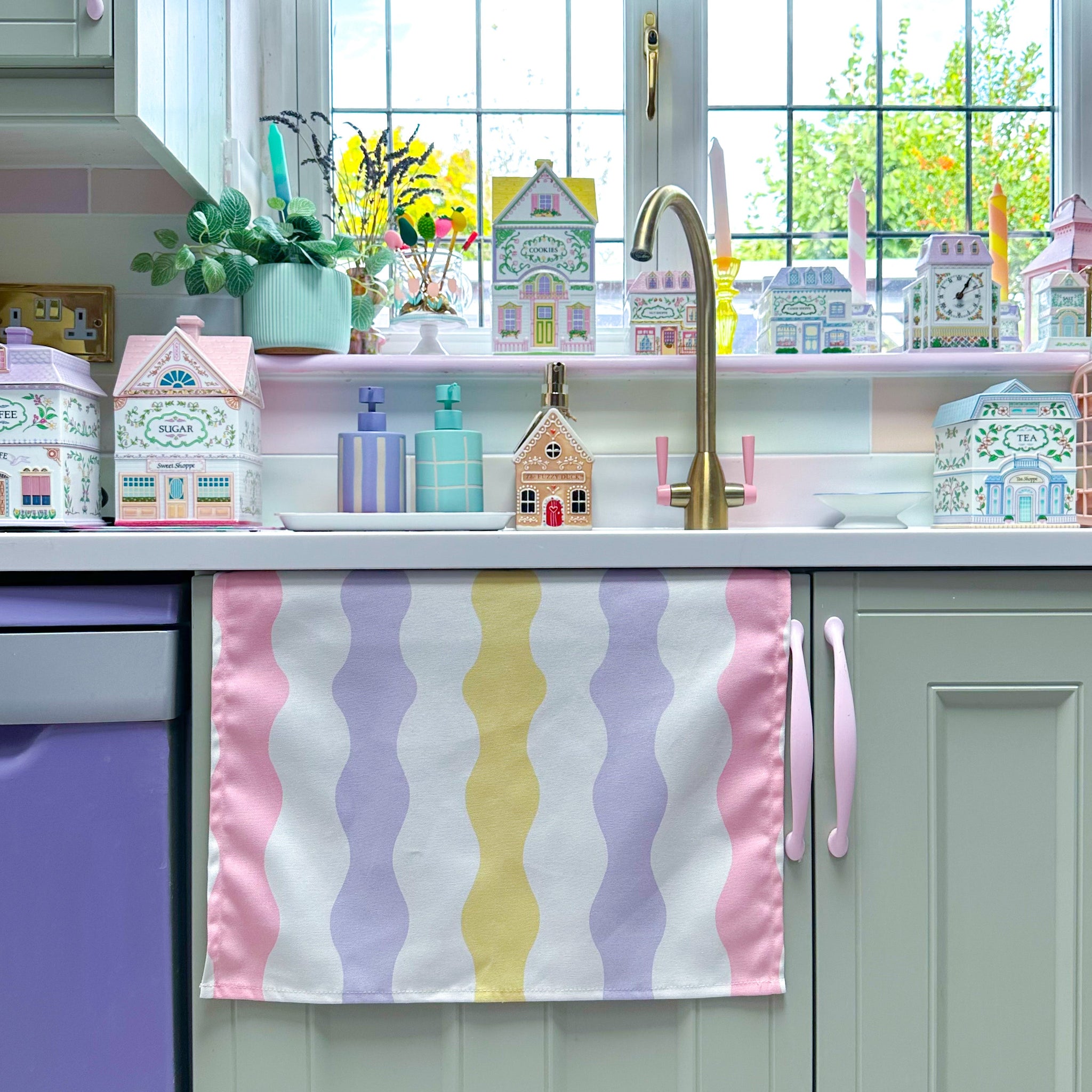 ‘Wiggle With Me’ pastel wavy tea towel | kitchen towel - firstorganicbaby