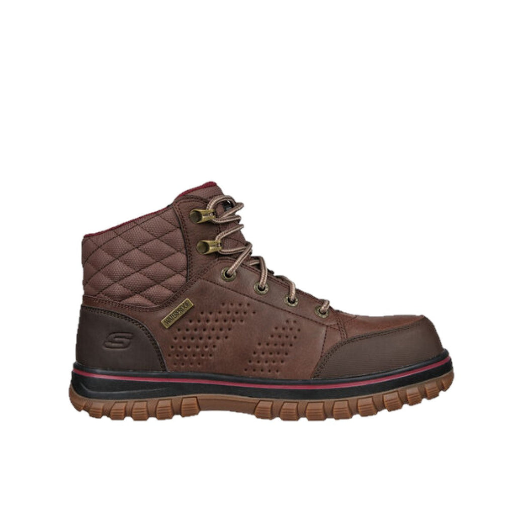 SKECHERS 108004W/BRN MCCOLL CT WP WMN'S (Wide) Brown Leather, Synthetic & Fabric Work Boots