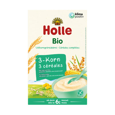 Diversity on the menu with this gluten -free baby porridge from 3 different types of grain in 100% organic quality. From the 6th month, babies have developed further so that several types of grain can be supplied at the same time. With this 3-grain mix, we bring variety to Baby's menu, for a varied diet right from the start. Usable as a grain milk porridge, milk-free porridge and grain fruit porridge.
