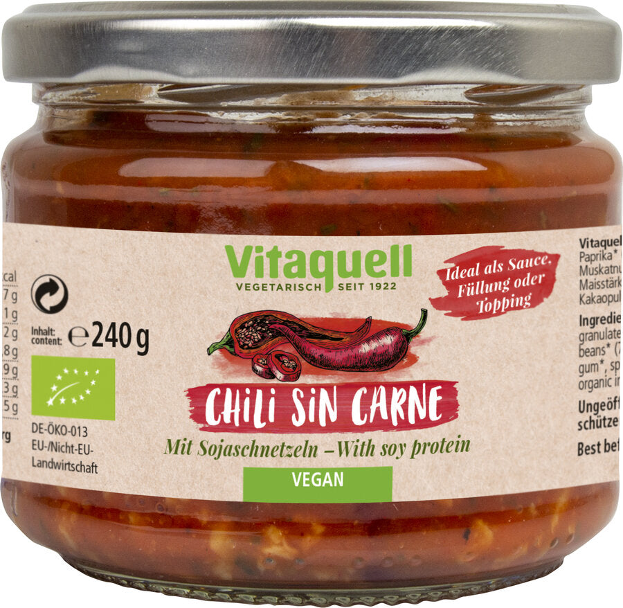 Our vegan chili sin carne offers the perfect alternative for everyone who wants to feed meatless. The sweetness of the tomatoes meets the sharpness of the chilli and awakens our spirits. Thanks to the soybean slot, it has the bite like the Tex-Mex classic. But tastes even better!