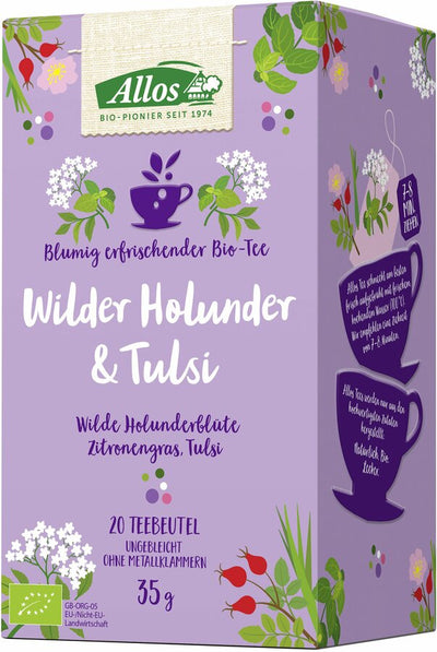 Wilder Elder & Tulsi - excitingly wild. Taste experience from the cup. Flowery tea meets Königsbasilikum.