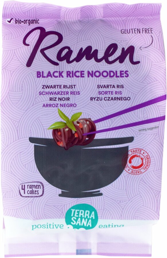 Ramen are the perfect noodles for the soup. We make them out of organic and black rice. You stay in (miso) soup or in the wok delicious. You prepare these gluten -free pasta in 3 minutes.