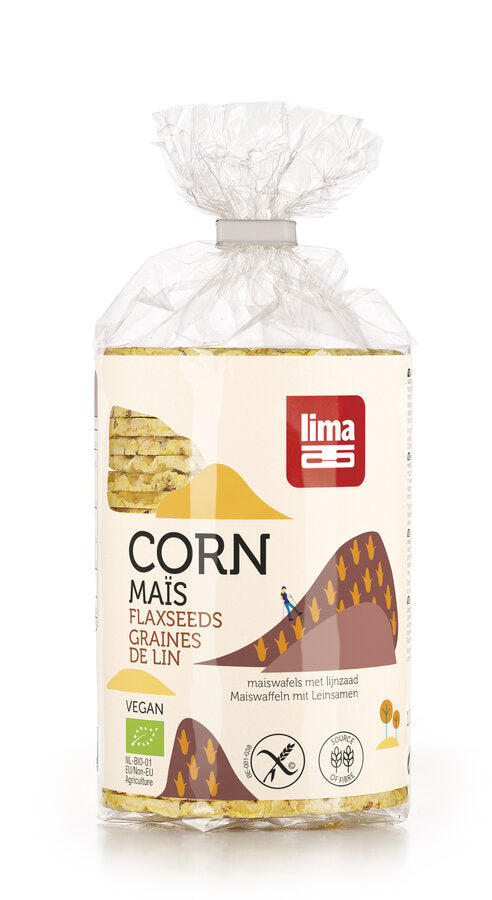 Lima thin corn waffles with flax seeds, 130g - firstorganicbaby