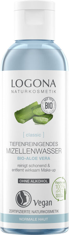 The logona deeply cleaning micelle water gently frees the skin from the eyes of make-up, make-up and dirt. At the same time, the effective, vegan formulation of natural origin with bio-aloe vera clarifies the skin and ensures a more even complexion in the long term. Also suitable for sensitive skin. Also suitable for contact lens carriers. Tested ophthalmologically.