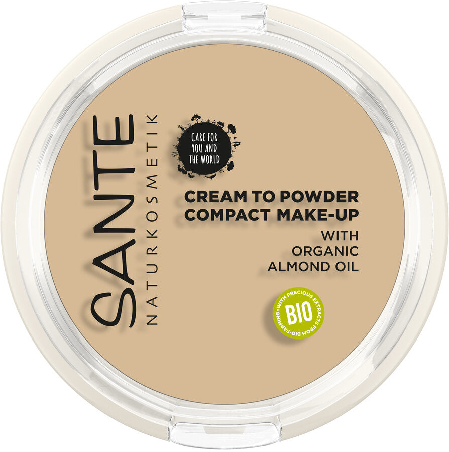 Compact make-up with a cream-to-powder texture & high opacity. Easy application also on the go with the integrated mirror and practical make-up sponge. Natural make-up finish and intensive care with organic almond oil.