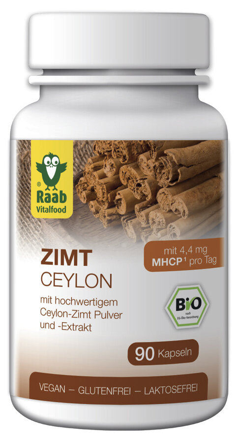 For Raab Bio Cinnamon capsules, only organic ceylon cinnamon (powder and extract) is used, which is often also referred to as the "real" or "original" cinnamon. Only the thin inner layer of the bark of the cinnamon tree cinnamomum verum zeylanicum is used to extract. The mixture of Ceylon cinnamon powder and extract naturally contains the secondary plant substance MHCP (methylhydroxy-chalcone polymer) from the group of polyphenols.