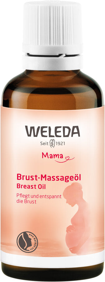 Hormones prepare the organism of the expectant mother to provide the baby with optimal food after birth: with breast milk. During pregnancy as well as breastfeeding after birth, tension feelings can occur in the chest. The Weleda breast massage oil is a mild composition based on smoothing almond oil. Gently massaged, it promotes blood flow to the tissue and the warming of the chest. The essential oils from fennel, L