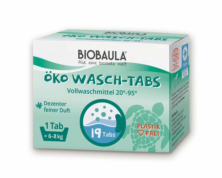 Brightly clean laundry - and without environmental damage: with the Biobaula Okö full washing -up tab. Suitable for white and colored textiles, except wool, fine and silk (shortworm programs). With active oxygen for an even better washing force and against ingrading the laundry. Place the tab directly in a single sock or a laundry bag and put it in the drum with the laundry. With very dirty laundry, we recommend washing with core soap. Please note the