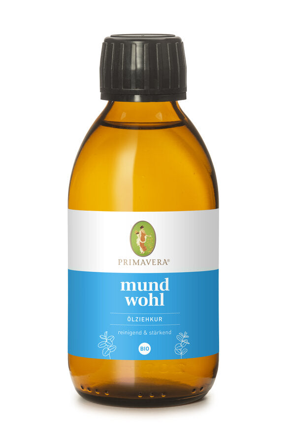 In the mouthpiece, oil-pulling cure organic is the valuable knowledge of aromatherapy with the teachings of the Ayurvedas in an effective and tasteful recipe. The result is a cleaning composition in 100 % natural pure organic quality with valuable vegetable oils and powerful essential oils. For healthy teeth and a strengthened oral flora.
