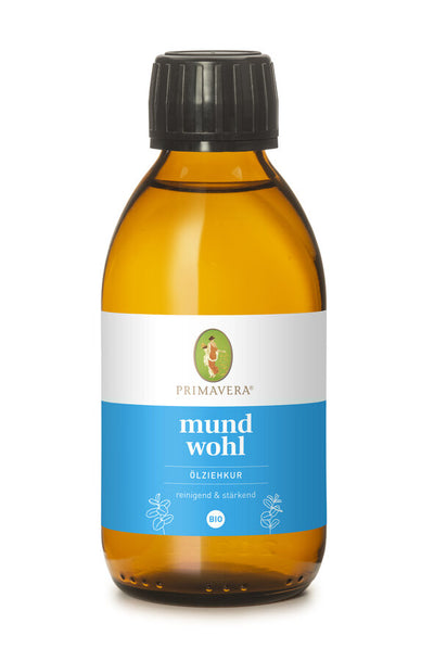 In the mouthpiece, oil-pulling cure organic is the valuable knowledge of aromatherapy with the teachings of the Ayurvedas in an effective and tasteful recipe. The result is a cleaning composition in 100 % natural pure organic quality with valuable vegetable oils and powerful essential oils. For healthy teeth and a strengthened oral flora.