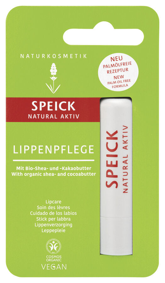 Lip care with palm oil -free recipe. A combination of organic coconut oil, bio-Jojoba oil, organic shore and organic cocoa butter protects the lips long-lasting, maintains it smoothly and gives them a delicate shine. With the unique extract of the high alpine Speick plant from controlled biological game collection (KBW).
