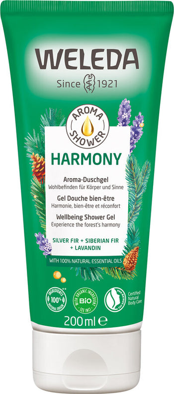 WELEDA aroma shower harmony 200ml with 100% natural essential oils & plant extracts - 100% natural origin - with organic ingredients - biodegradable - skin tolerance dermatologically confirmed