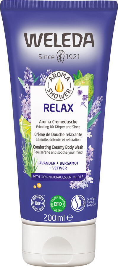 Weleda aroma shower relax 200ml - a touch of serenity - relaxation for body and senses - of a relaxing fragrance scientifically confirmed - with 100% natural essential oils "